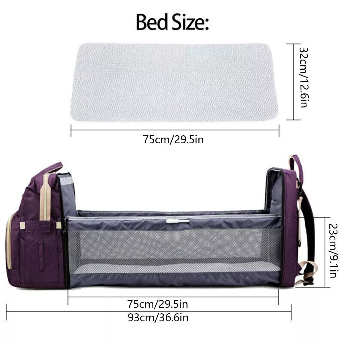 Nappy Bag Backpack with Foldable Cot